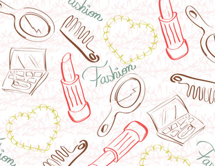 Vintage background with make up objects