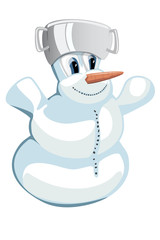 Smiling snowman isolated on white background