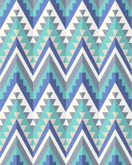 Cercles muraux Zigzag Motif aztèque sans couture dans les tons bleus