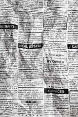Printed roller blinds Newspapers Crumpled Newspaper