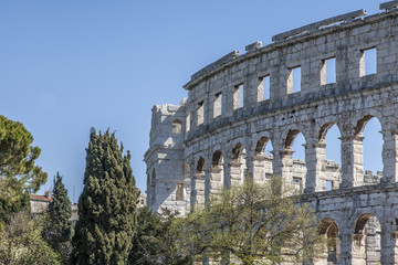 Detailansicht des römischen Amphitheaters in Pula