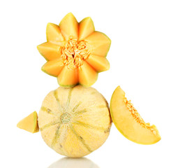 cut melon isolated on white