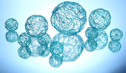 beautiful decorative balls, on blue background