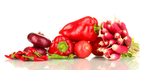 fresh red vegetables isolated on white