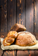 Bread on wooden boards