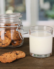 Glass of milk with cookies