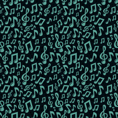 Vector music seamless pattern with icons