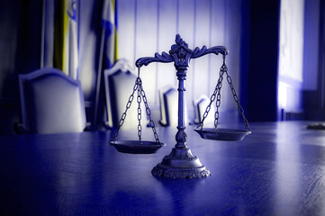 Decorative Scales of Justice in the Courtroom