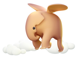 3D elephant fly happy on sky in the dream