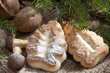 Homemade Christmas cookie in a tree form