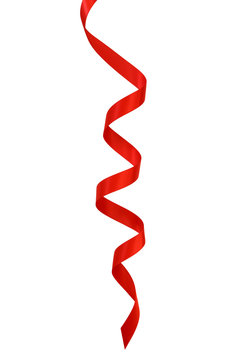 Bright Red Curling Ribbon Isolated On White Background Stock Photo, Picture  and Royalty Free Image. Image 89423917.
