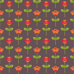 Seamless decorative red flowers