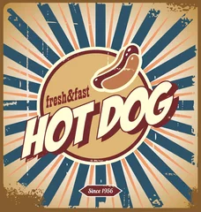 Stickers pour porte Poster vintage Signe vintage de hot-dog