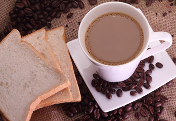 coffee milk and beans