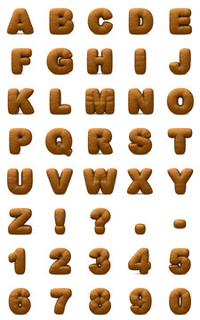 alphabet set of brown leather