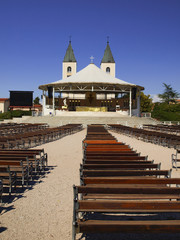 Obraz premium The altar in the square and church in Medjugorje