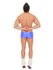 Fototapeta premium Muscular sexy naked dancer posing in the studio