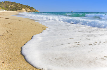 Sunny summer beach at Halkidiki in Greece