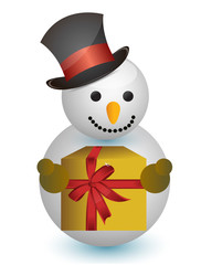 snowman with hat and gift