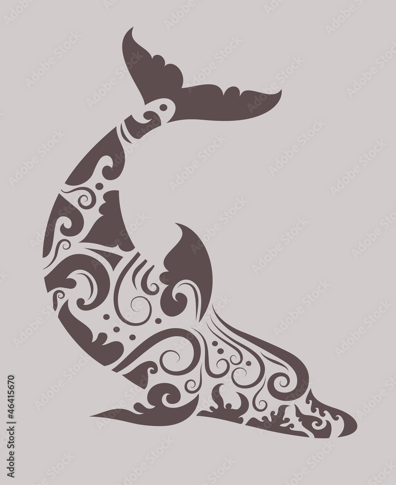 Wall mural dolphin tribal