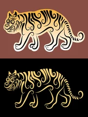 Fotobehang Tiger ornament sticker © ComicVector