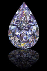 Diamond of drop shape on glossy black