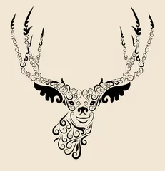 Abwaschbare Fototapete Deer head ornament © ComicVector