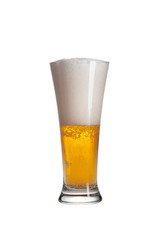beer in a glass isolated on white