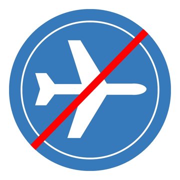 Avion dans un panneau d'interdiction
