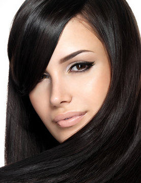 Beautiful woman with straight hair