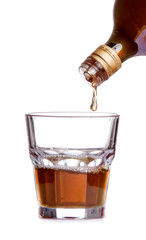 whiskey being poured into a glass