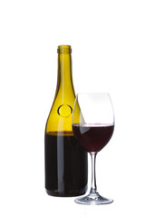 Elegant brown  transparent wine bottle without label with elegan