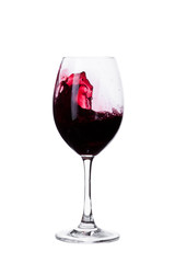 red wine in a wine glass isolated on white background