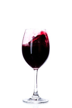 red wine in a wine glass isolated on white background