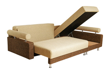 beige brown sofa isolated on white background