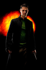 Man emerging from the shadows