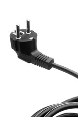 electrical cable with plug on white background