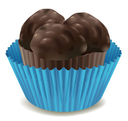 chocolates in blue cup
