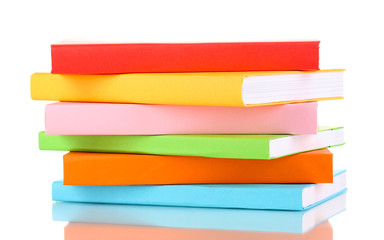 Stack of multicolor books  isolated on white