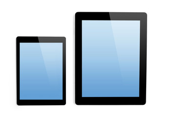 big computer and mini tablet on isolated background