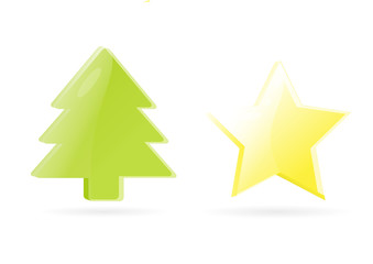 Glossy shiny tree and star illustration
