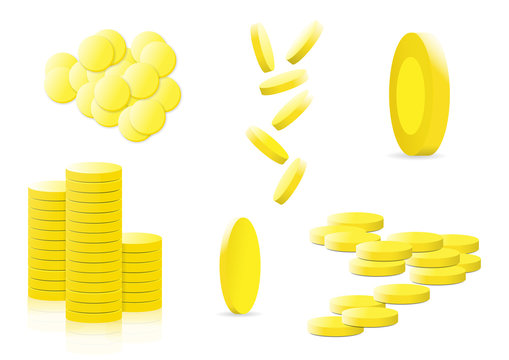 isolated golden coins money illustration