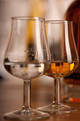 pear liquor in two short glasses