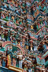 Fototapeta na wymiar Rze¼by na hinduistycznej w Menakshi Temple, Madurai, Indie
