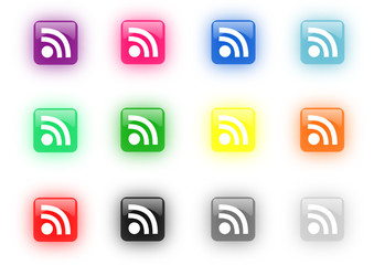 Série de logos RSS lumineux multicolores