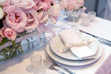 Detail of a wedding dinner setting