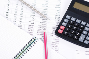 calculator and the financial report
