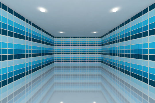 blue tone tile wall design