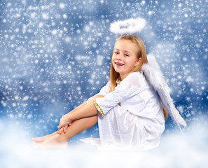 x-mas angel on a cloud