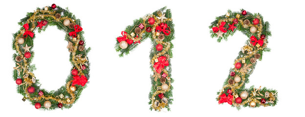 Christmas numbers, isolated on white background